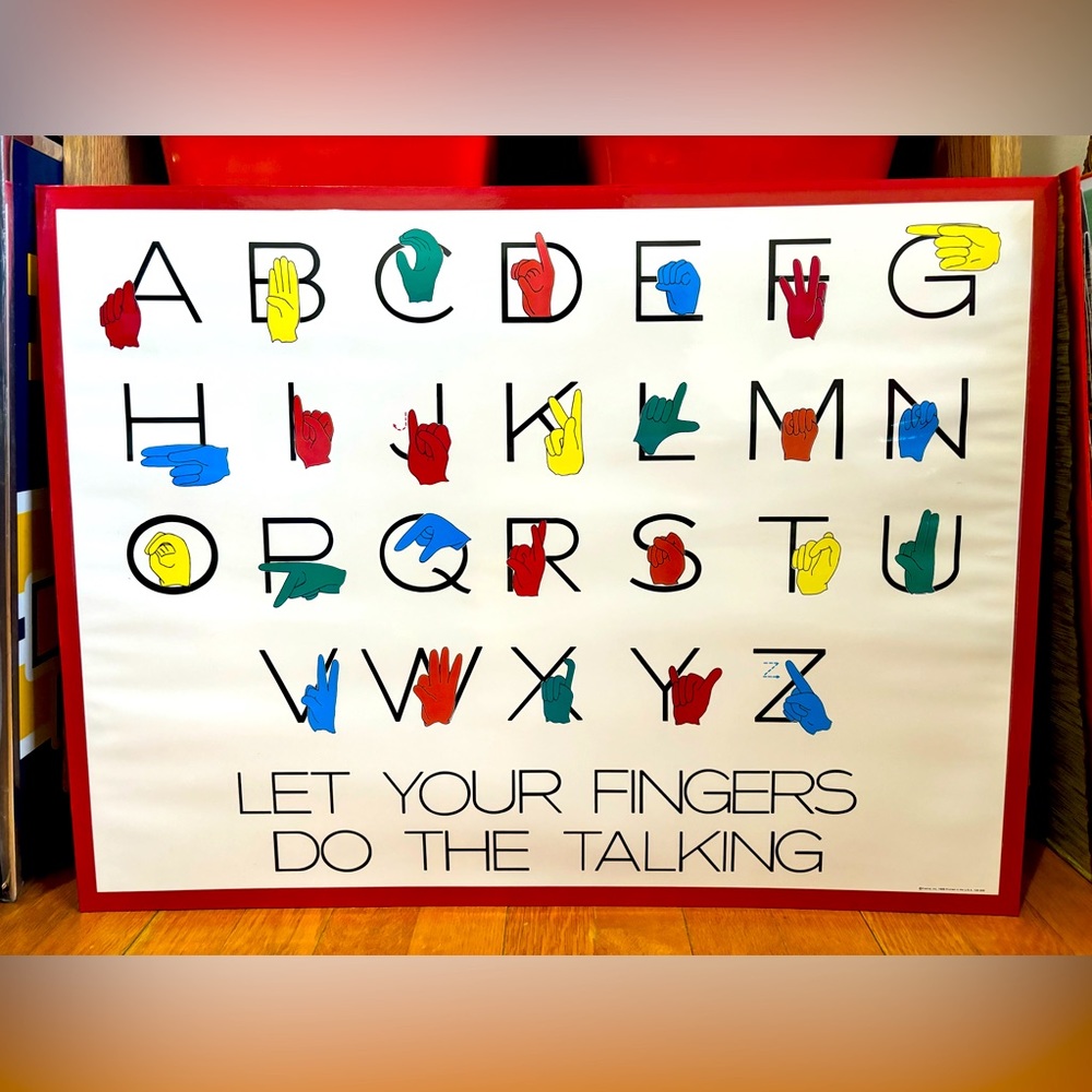 Vintage 80’s American Sign Language ‘Let Your Fingers Do The Talking’ ABC Poster